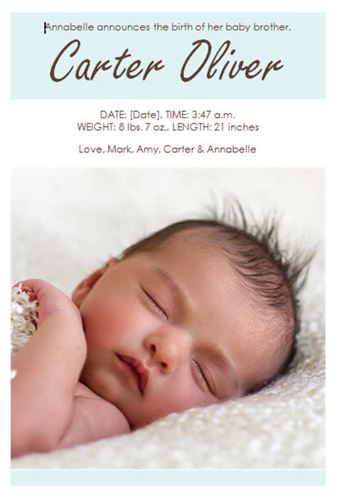 Baby Boy Birth Announcement Template Template Haven