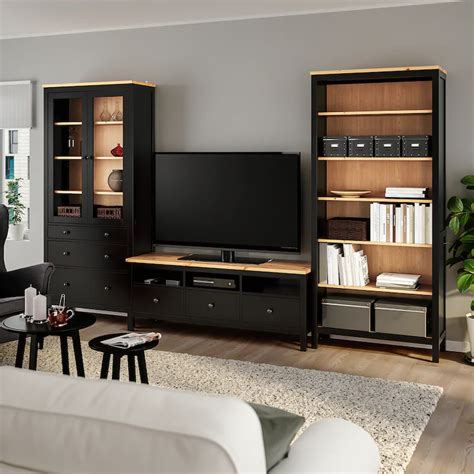 Maybe you would like to learn more about one of these? HEMNES TV storage combination, black-brown, light brown ...