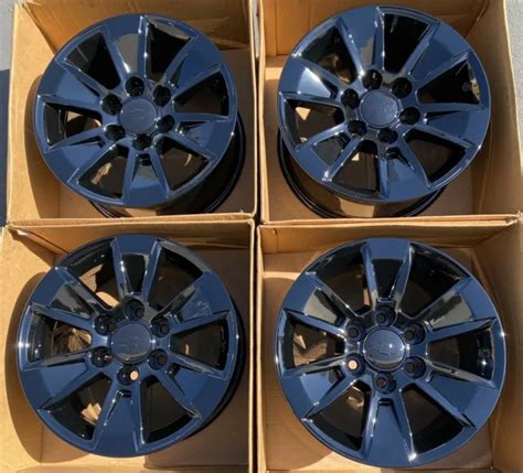 17and Chevy Silverado Factory Wheels Rims Gloss Black Oem 5908 Tahoe Set