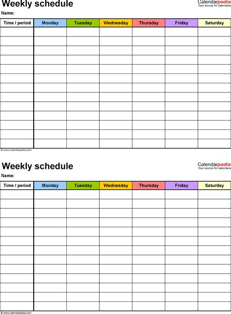 Free Weekly Schedule Templates For Word 18 Templates Weekly