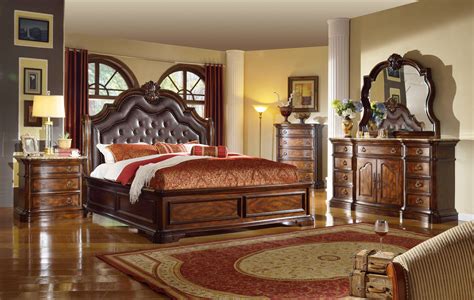 la grande european style burl wood bedroom set upholstered