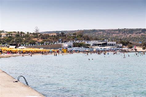 View Of The Ghadira Bay In Malta A Tourist Resort Popular For Its