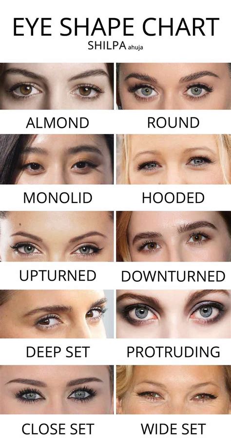 eye shape chart different types guide downturned hooded monolid upturned almond round forma de