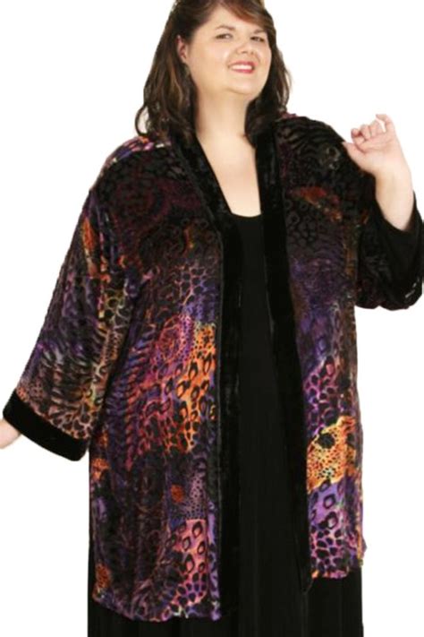 Plus Size Special Occasion Kimono Jacket Silk Velvet Black Brights