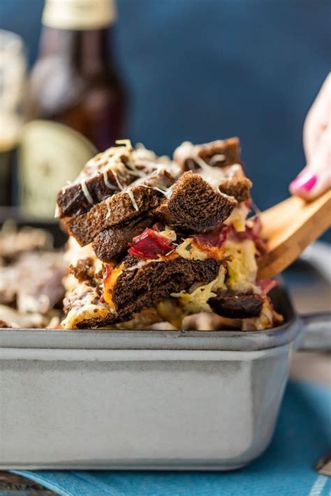 Spread the mustard on both sides of the toasted rye bread. NEW {LOADED REUBEN CASSEROLE} on The Cookie Rookie | Corned beef recipes, Recipes