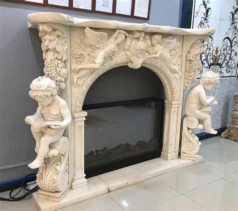 Impressive Italian Marble Fireplace Surround Angel Fireplace Carved