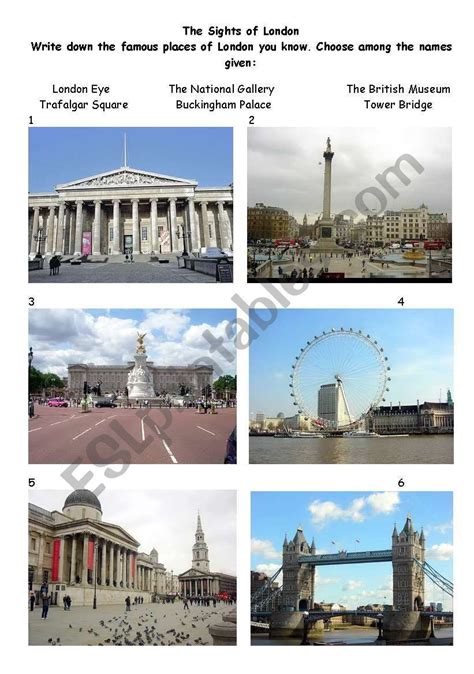 Students Should Match The Pictures With The Names Of The Famous Places