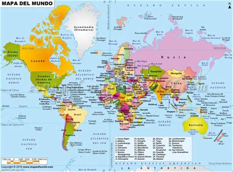 Mapamundi Con Nombres De Los Continentes