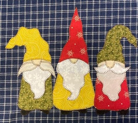 Gnomies Applique Pdf Pattern For Tea Towel A Cute Christmas Etsy