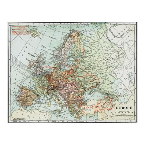 Vintage Map Of Europe 1920 Poster Zazzle 1920 Poster Europe Map