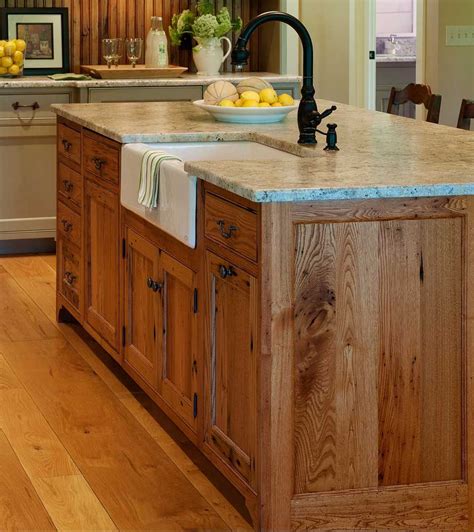 The countertops are old chalkboards, which contrast beautifully against the. Substantial wood kitchen island with apron sink, single ...