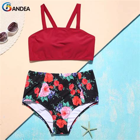 bandea women high waist bikini sexy bandeau swimwear brazilian push up swimsuit beach halter top