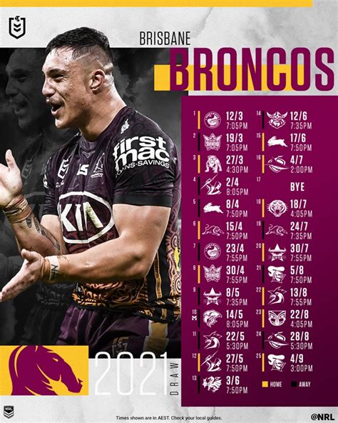 Brisbane looked a new club as they ran in the first three. NRL draw 2021: Brisbane Broncos schedule, fixtures ...