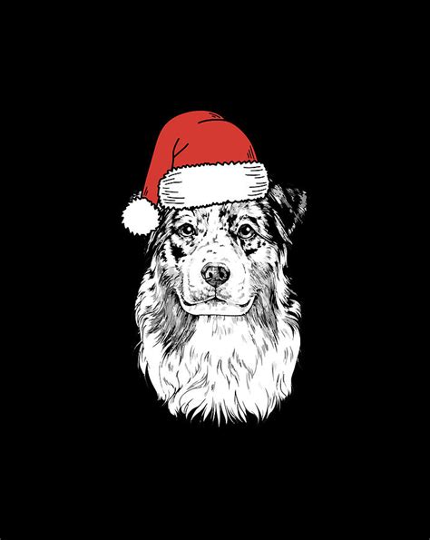 Santa Australian Shepherd Aussie Dog Ugly Christmas Digital Art By