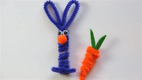 Diy Learn How To Make Pipe Cleaner Bunny And Carrot Easter Crafts For
