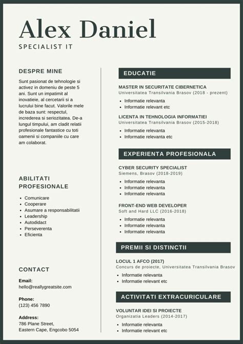 All templates are designed by designers and approved by recruiters. Model CV Angajare - Exemple CV-uri Completate