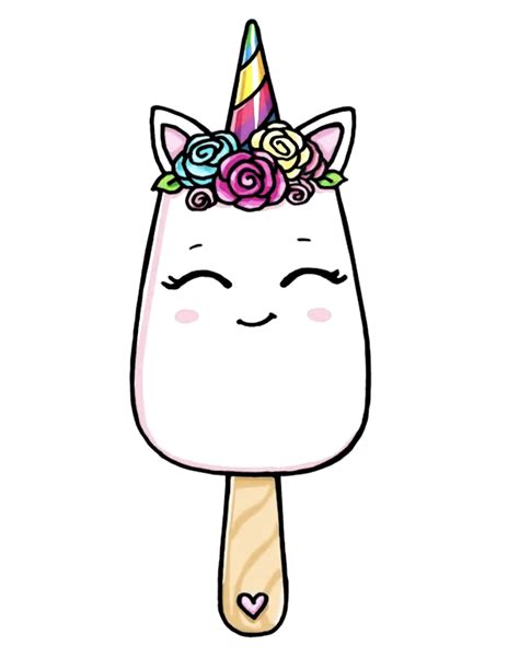 Unicorn Ice Cream Bar Kawaii Girl Drawings Cute Little Drawings