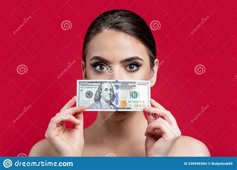 Woman Holding Lots Of Money In Dollar Currency Luxury Beauty And