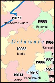 DELAWARE County Pennsylvania Digital ZIP Code Map