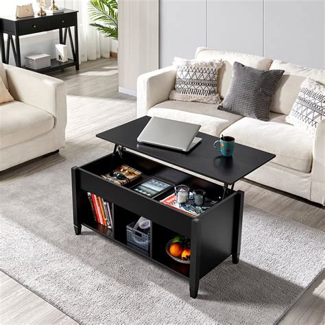 Alden Design 41 Lift Top Coffee Table With 3 Storage Compartments