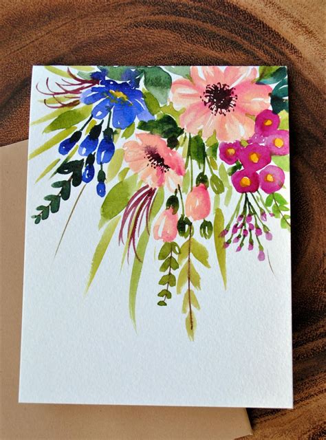 Set Of 3original Hand Painted Watercolor Florals Flowers Blank