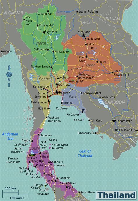 Large Detailed Regions Map Of Thailand Thailand Asia Mapsland