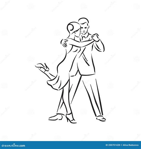 Argentine Tango And Salsa Romance Couple Social Pair Dance Illustration Stock Vector