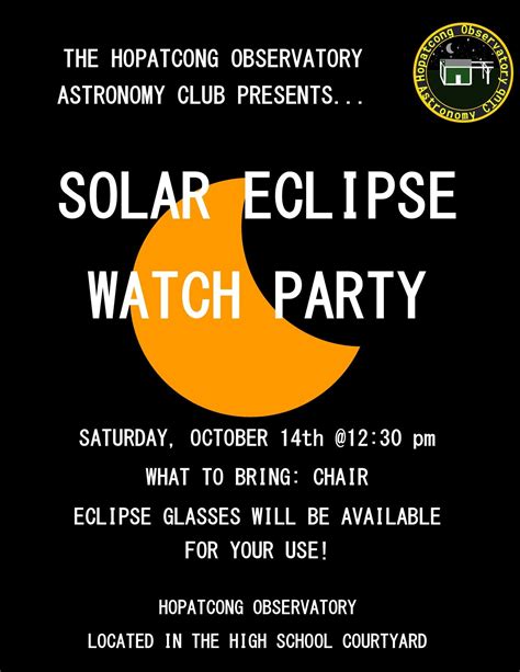 Oct 14 Solar Eclipse Watch Party Hopatcong Nj Patch