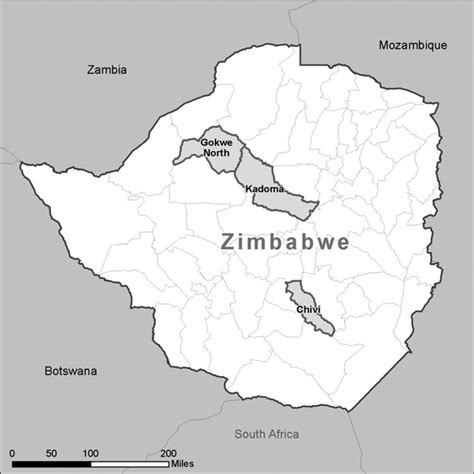 Zimbabwe Showing Kadoma Urban Gokwe North And Chivi Districts