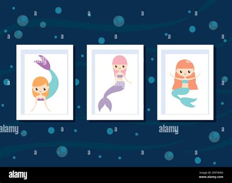 Three Mermaids Cards Stock Vector Image And Art Alamy