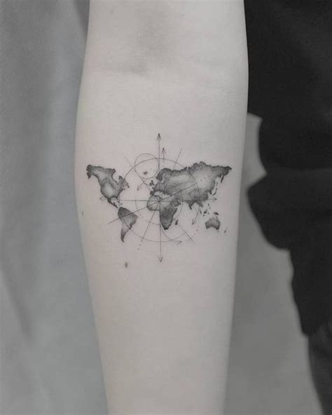 35 Best World Map Tattoo Ideas For Travel Lovers World