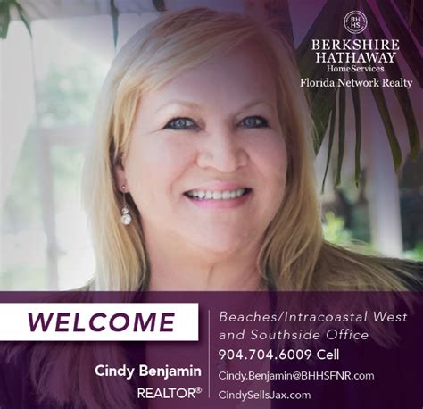 Berkshire Hathaway Homeservices Florida Network Realty Welcomes Cindy Benjamin Florida Real