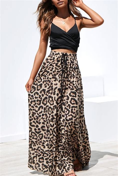 How To Be In Focus Get It 1598 Long Skirt Casual Leopard Maxi