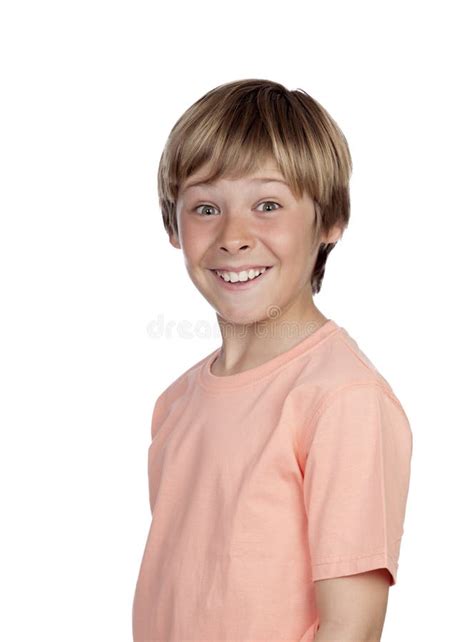 Uśmiechnięty Nastolatek Z Szczęśliwym Gestem Obraz Stock Obraz złożonej z blondyny edukacja