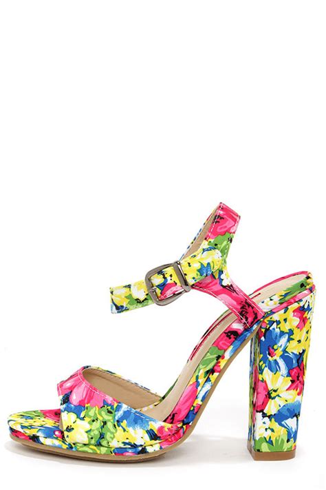 cute floral print heels high heel sandals 47 00