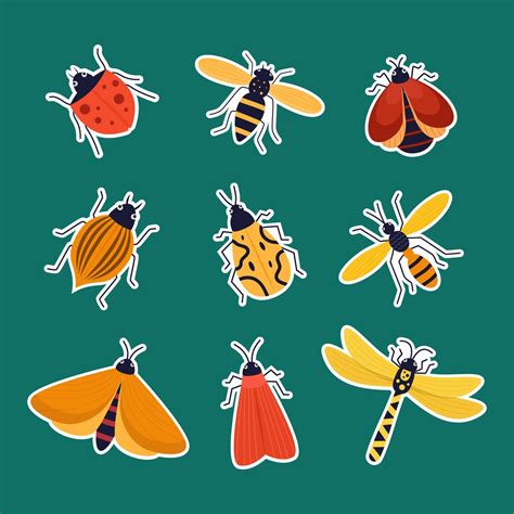 Spring Bugs or Insects Stickers Collection 6477240 Vector Art at Vecteezy