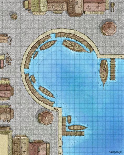 Vikings Docks By Rustymaps Battlemap 48x60 Dndmaps Dnd