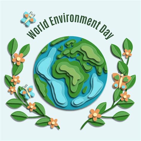 Día mundial del medio ambiente en papel Vector Premium