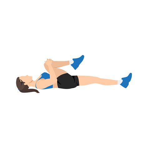 Woman Doing Knee To Chest Lower Back Stretch Exercise Flat Vector