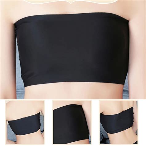 summer women sexy tube top strapless black bandeau sleeveless sports bra underwear wrap chest