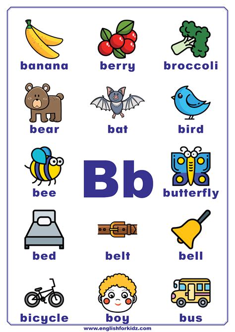 Letter B Worksheets Flash Cards Coloring Pages B Letter Words