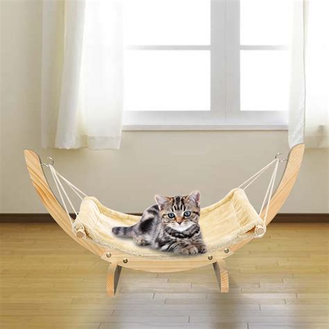 While the best cat beds provide your furkid with the. Cat Hammock Chair with Wooden Frame Siesta Large Cat Plush Swing Bed 71x35x33cm | eBay