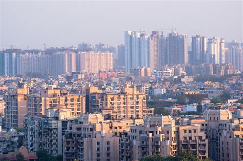 Cityscape In An Indian City With Concrete Buildings And Skyscrap Stock