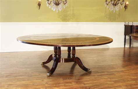 Large Formal Andtraditional Round Mahogany Dining Table W Leaves