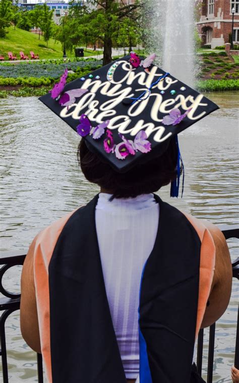 Mba Graduation Cap Design Gold Letters And Purple Butterflies In 2021