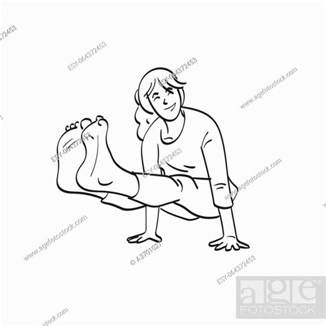 Woman Doing Yoga With Hands Pushing Up Illustration Vector Hand Drawn Isolated On White