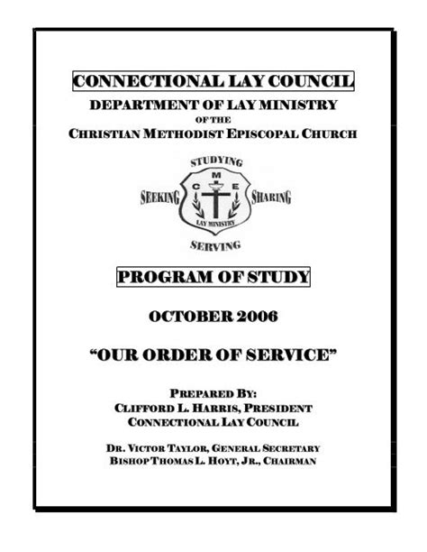 Order Of Worship Christian Methodist Episcopal Church