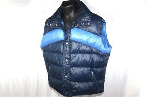 Vintage Down Vest 80s Retro Blue Size Xl Vintage Winter Vest Etsy