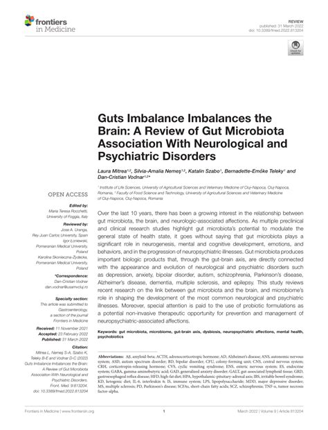 Pdf Guts Imbalance Imbalances The Brain A Review Of Gut Microbiota