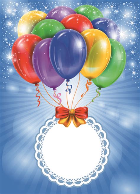 Happy Birthday Colorful Balloons Background Set Vectors Graphic Art